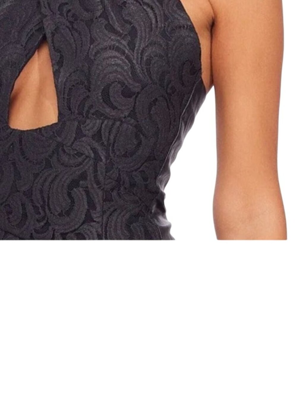 NEW Eva Franco Anthropologie 12 Faux Leather Lace Twofer Dress Navy Blue Halter - Picture 2 of 10